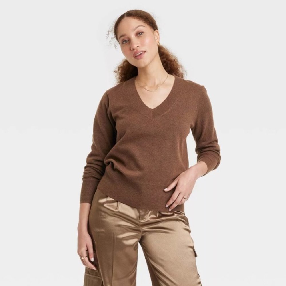 Women's Fine Gauge V-Neck Sweater - A New Day™